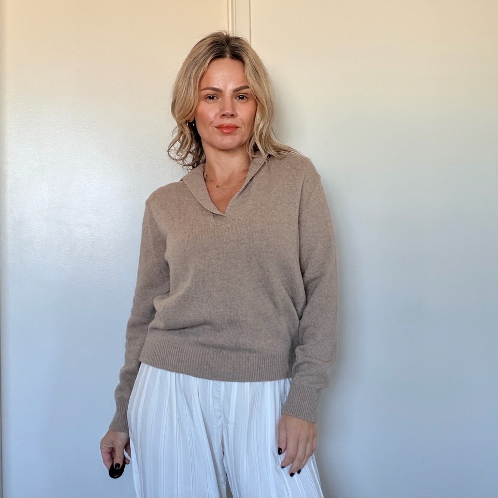 Almina Concept Polo Wool Sweater Dark Oatmeal
